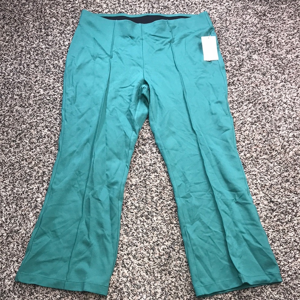 A New Day Knit Pull On Straight Leg Ankle Trousers Green Size Large | NWT